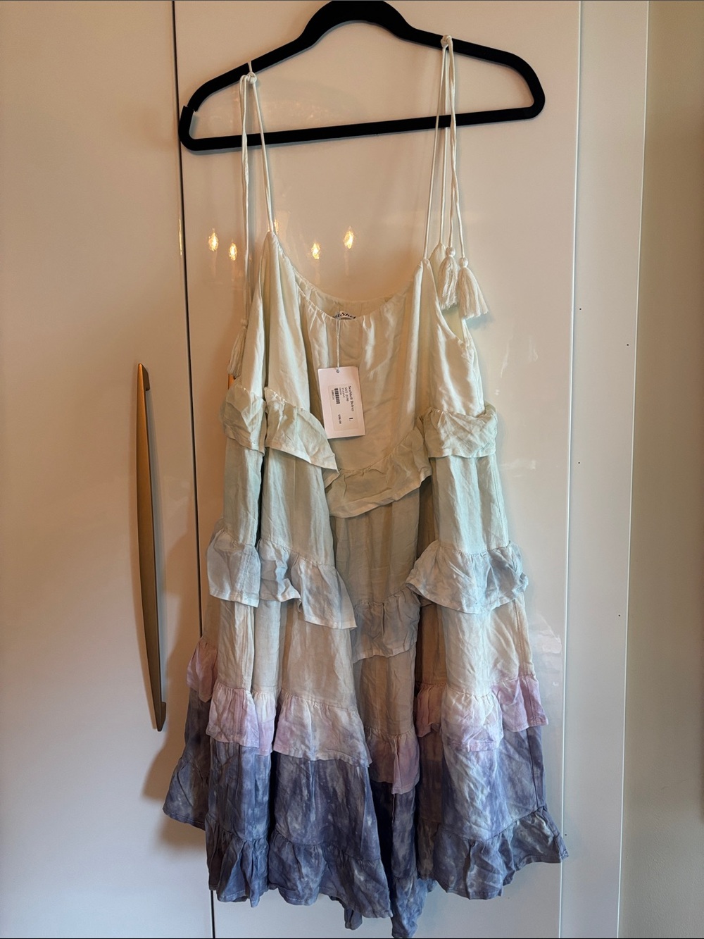 Light Ombre Ruffle Tiered Spaghetti-Strap Casual Dress - Pastel Blue & Lavender